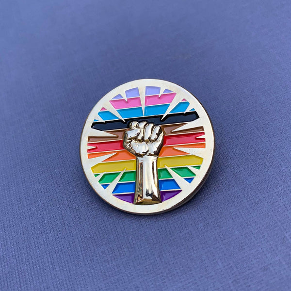LGBTQIA+ Pride Resist Fist pin