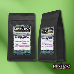 Brick Road Coffee Inspiration Blend bag – LGBTQ+ owned inclusive coffee brand medium roast from women-owned farms in Brazil and Colombia.