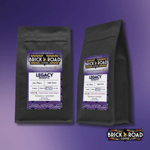 Brick Road Coffee Legacy Reserve bag – LGBTQ+ owned inclusive coffee brand light roast Ethiopian single origin.