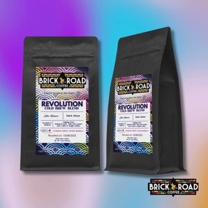 Brick Road Coffee Revolution Cold Brew Blend bag – LGBTQ+ owned inclusive coffee brand dark roast for cold brew.